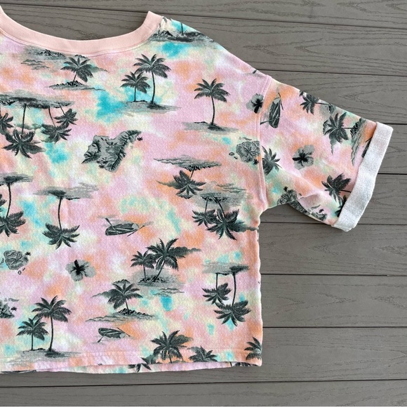 Old Navy Peachy Pink Tropical Terrycloth Crewneck L - Picture 7 of 7